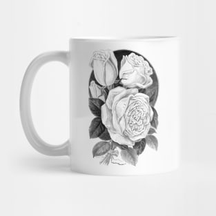 Rose Flowers Black & White Illustration Mug